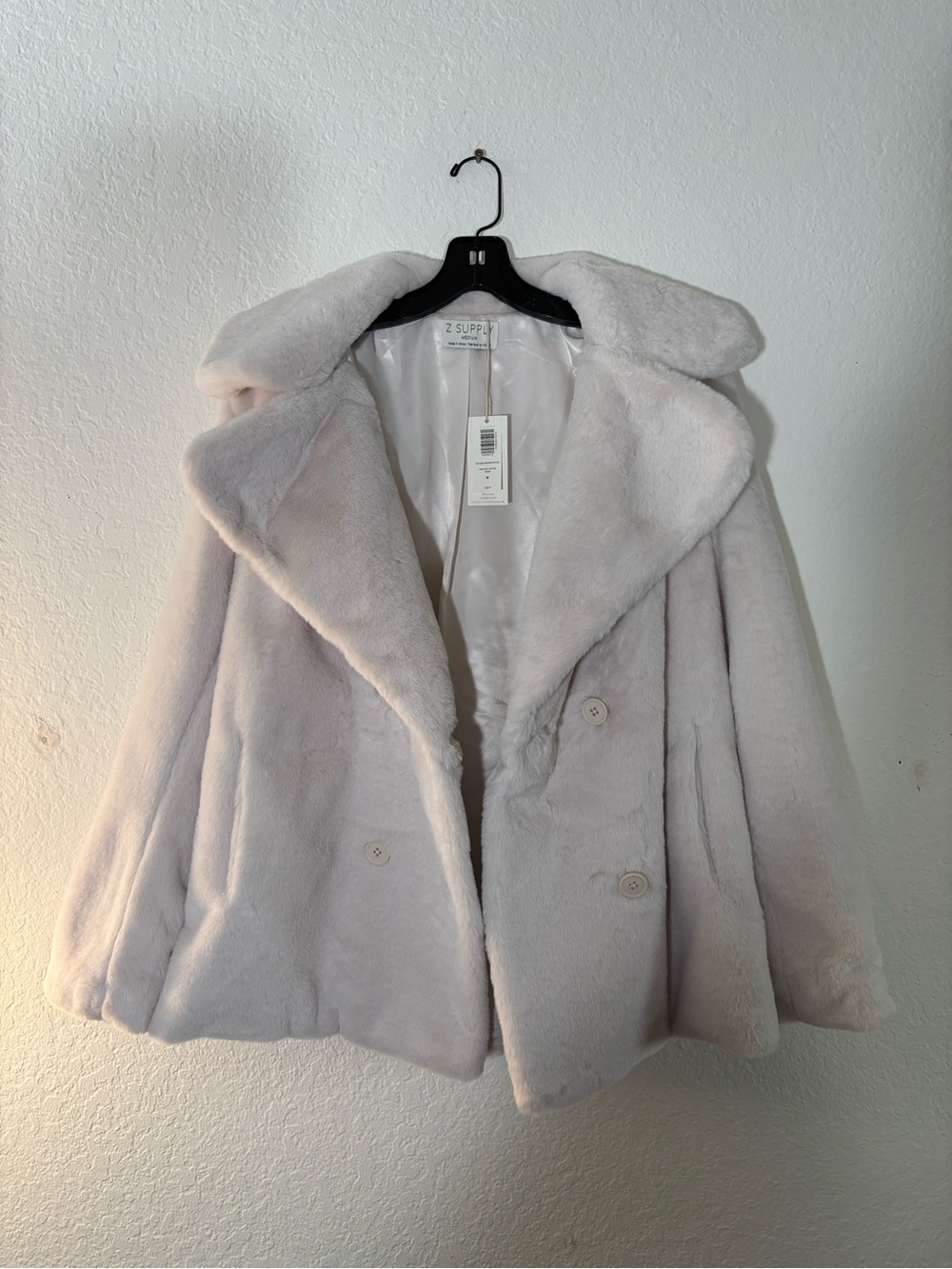 NWT Z Supply Gem Double Breasted Fur Coat Winter White Size Medium - Picture 4 of 7